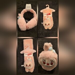 Duo POPLAND Exclusive PINK MOKOKO Earmuffs & Scarf